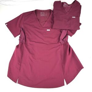 Figs Technical Collection Top Lot Of 2 Maroon Red Sz Large Catarina & Octavia